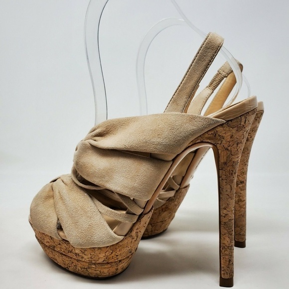 Alexandre Birman Bow Suede Nude Beige Heels - Picture 7 of 10